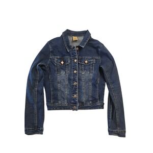 Nina Rossi Womens Denim Jacket Dark Wash Stretch Cotton Trucker Blue 1051 Medium